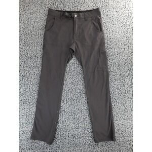 prAna Mens Stretch Zion Hiking Cargo Pants Charcoal Gray Snap Cuff 31x32
